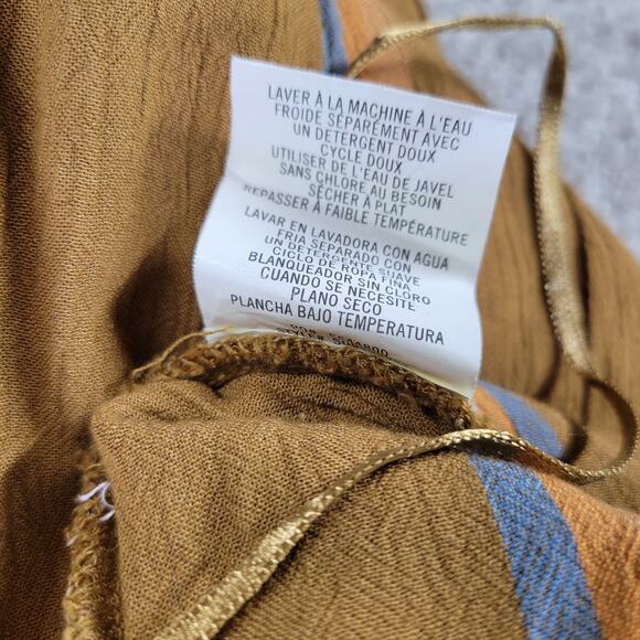 O'Neill Lahaloo Striped Jumpsuit Womens S Gold Strapless Smocked Bandeau Boho - Picture 4 of 12